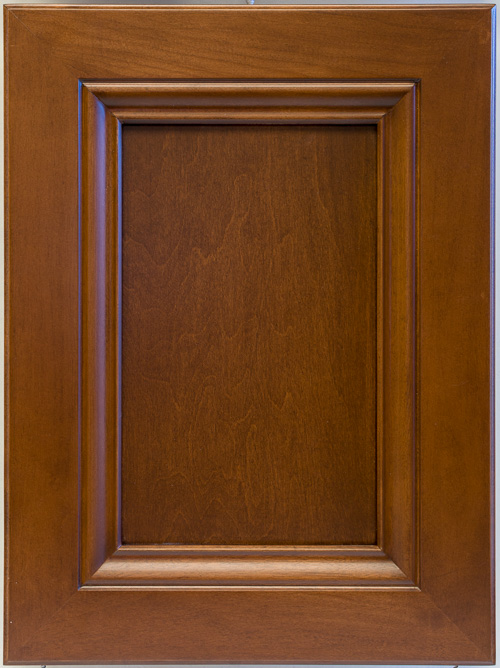 maple wood cabinet door finished in Heritage Walnut